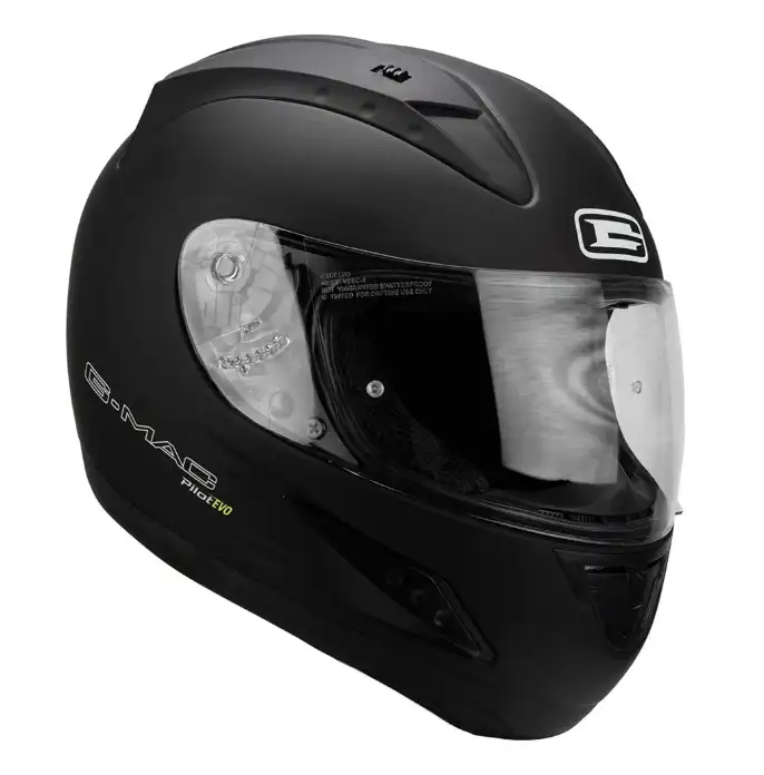 G-Mac Pilot Evo Full Face Motorcycle Helmet - Satin Black